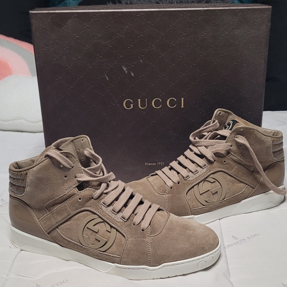 Gucci Men's Beige High-Top Sneakers